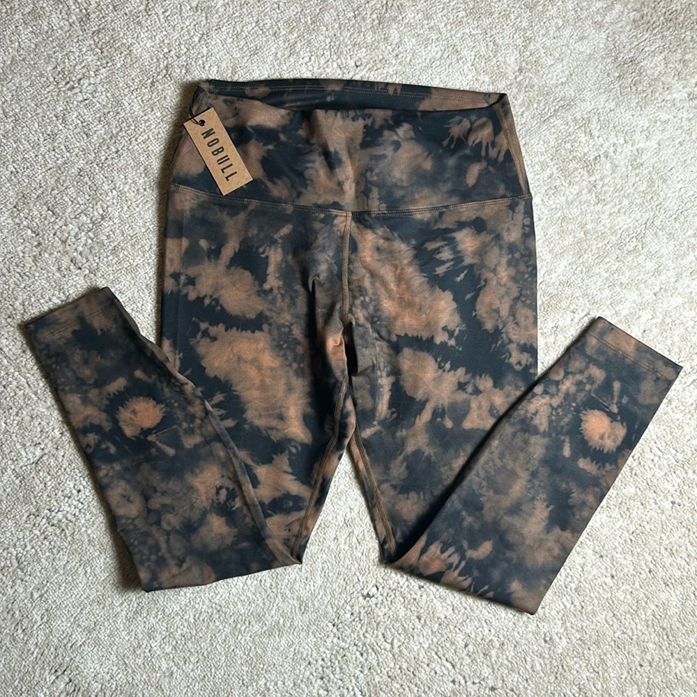 NWT NOBULL Women’s Large Black/Brown Tie Dye Leggings